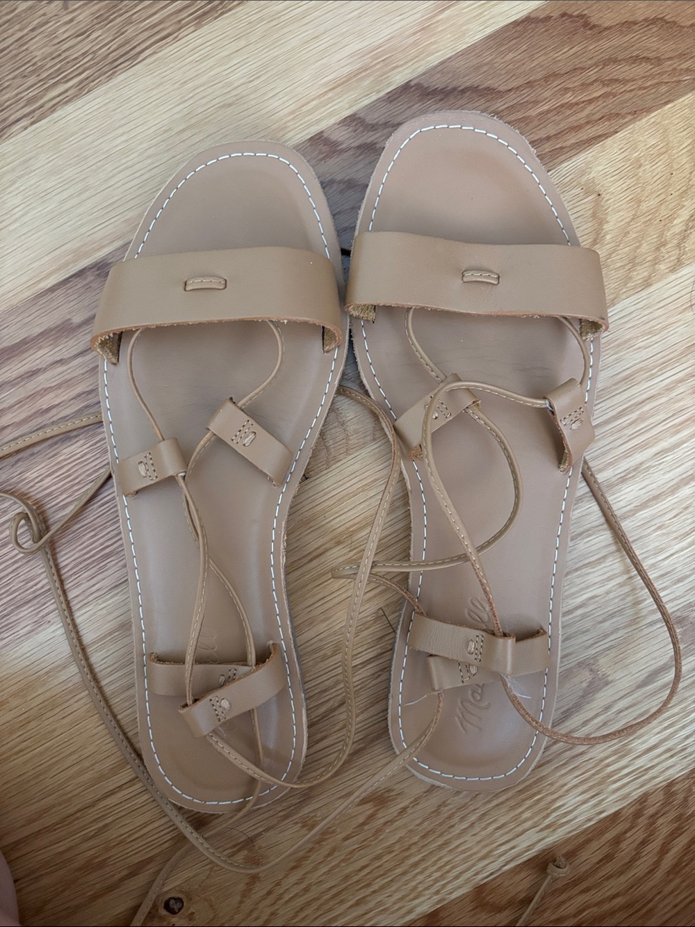 Madewell Light Brown Lace-Up Leather Sandals